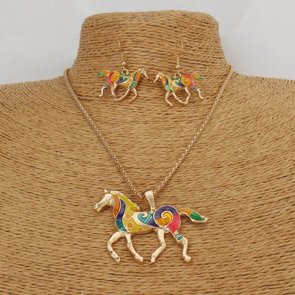 Horse Necklace and Earrings