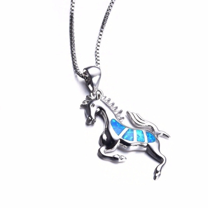 Blue Horse Necklace