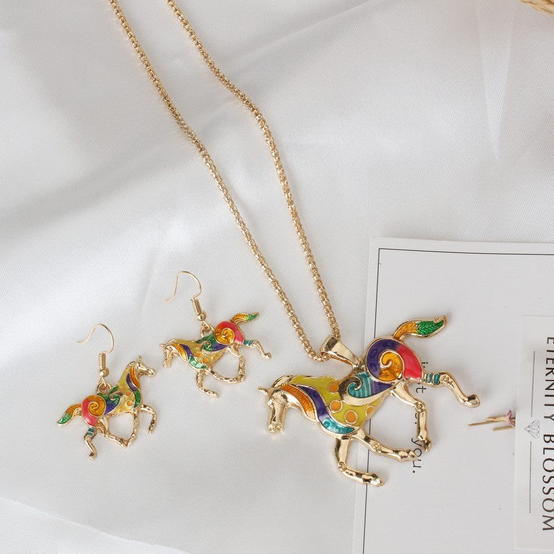 Horse Necklace and Earrings