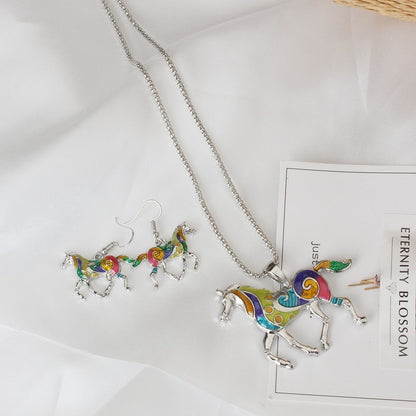 Horse Necklace and Earrings