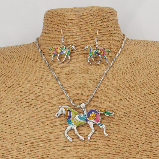 Horse Necklace and Earrings