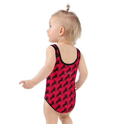 All-Over Red Pony Kids Swimsuit