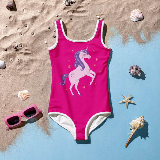 All-Over Pink Unicorn Kids Swimsuit