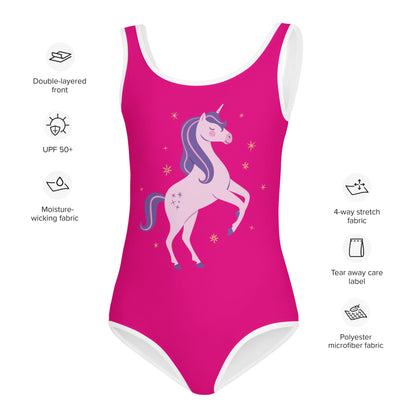 All-Over Pink Unicorn Kids Swimsuit