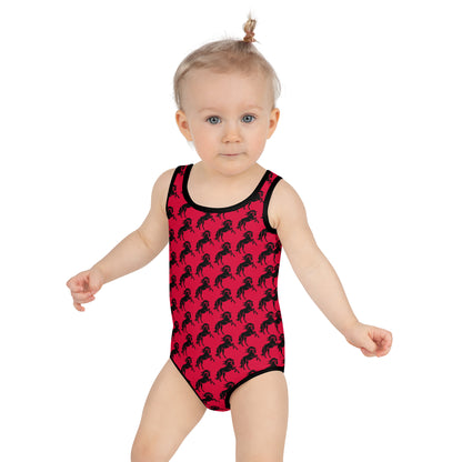 All-Over Red Pony Kids Swimsuit