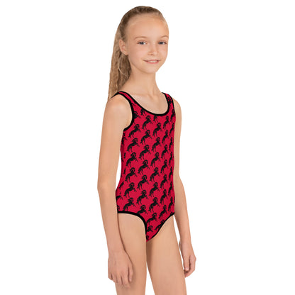 All-Over Red Pony Kids Swimsuit