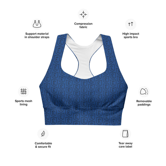 Blue Recycled Longline Sports Bra