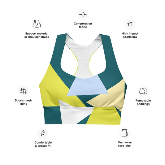 Colorful Recycled Longline Sports Bra