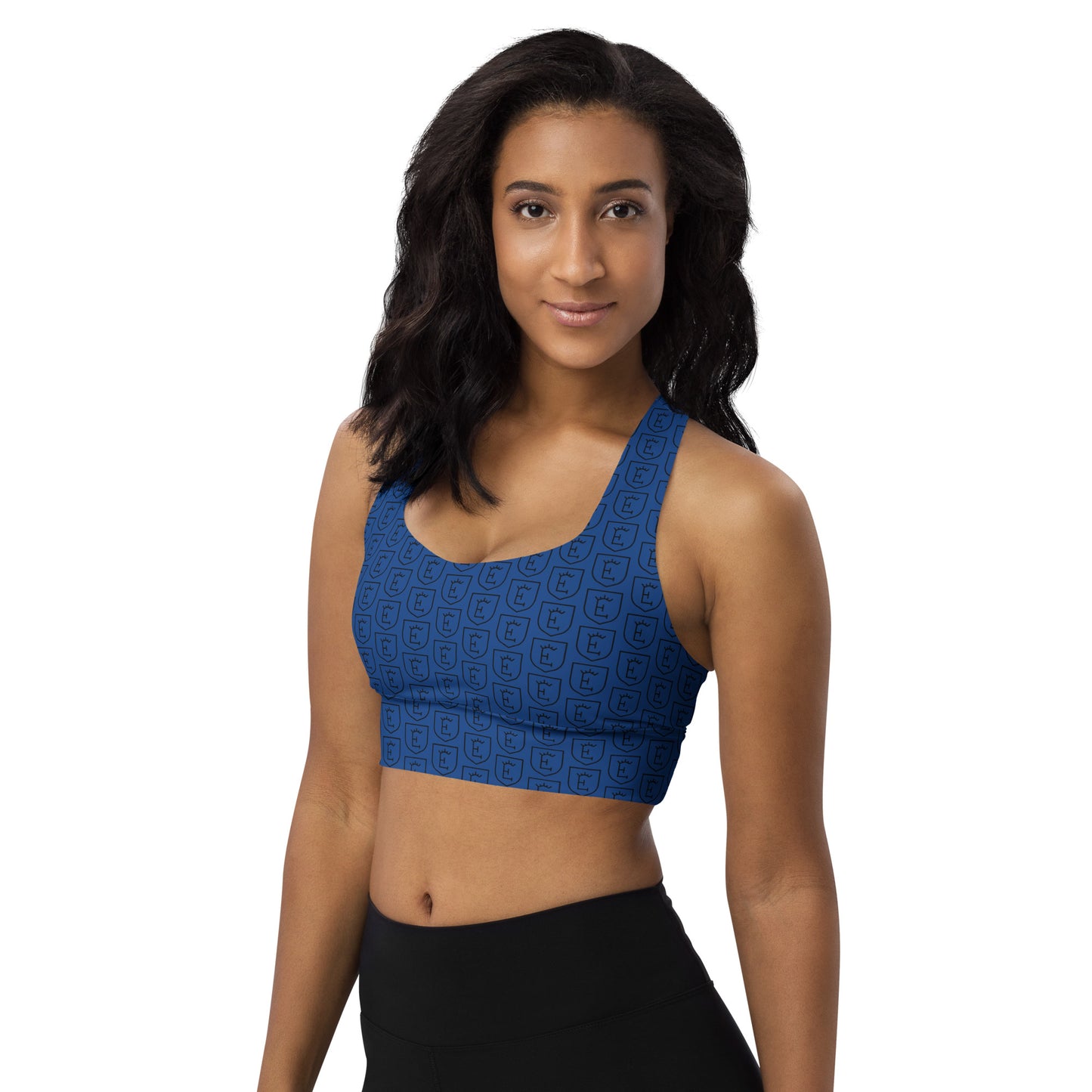 Blue Recycled Longline Sports Bra