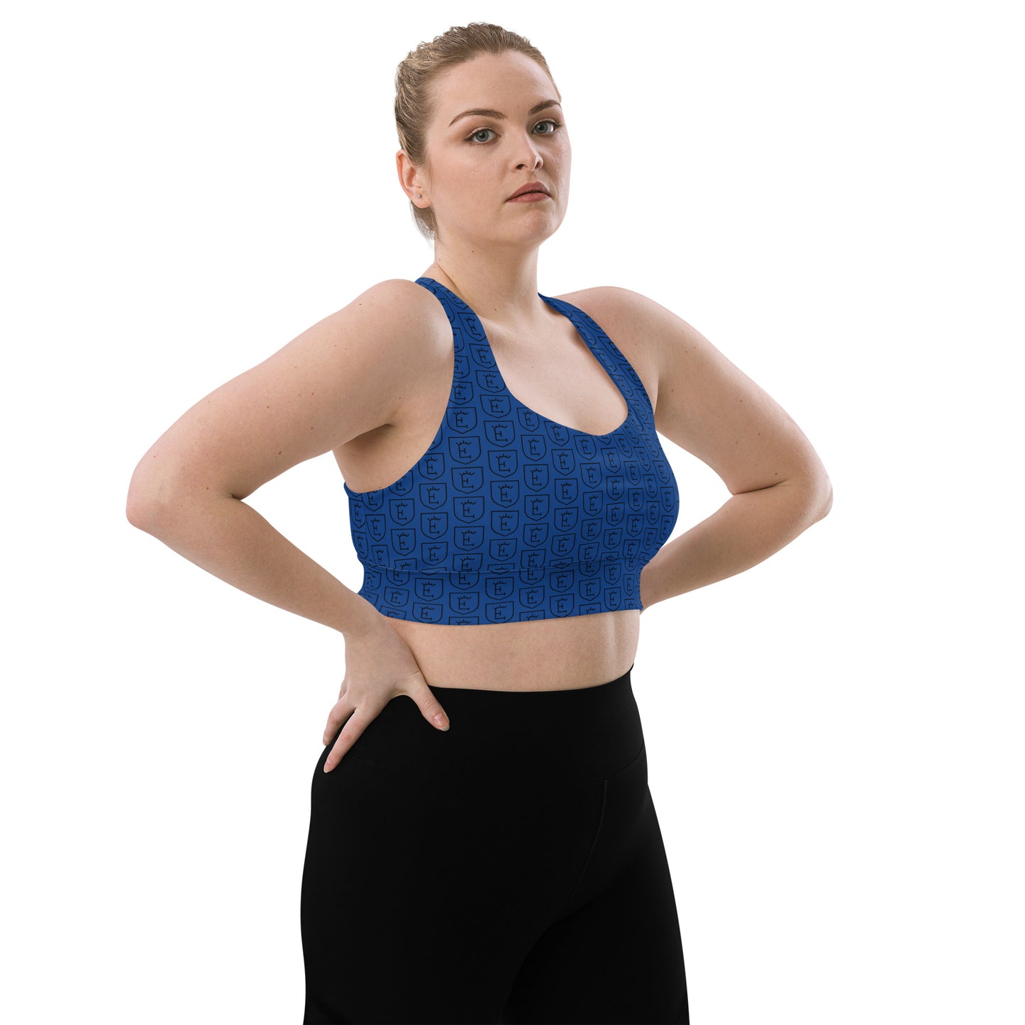 Blue Recycled Longline Sports Bra